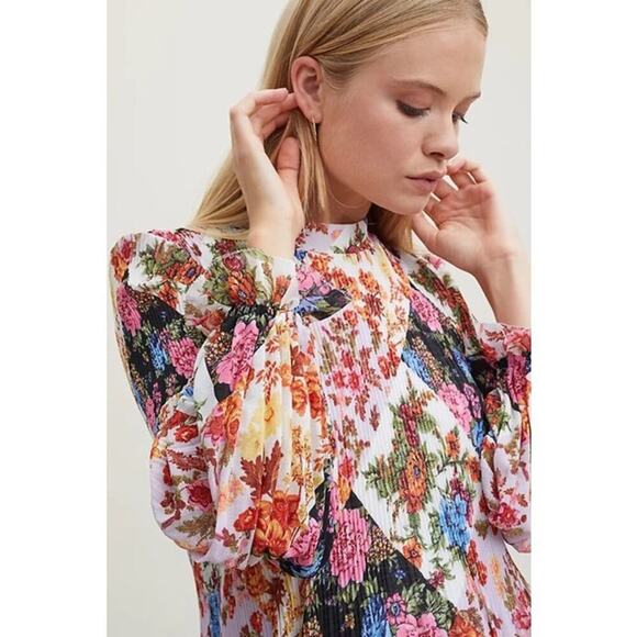 Anthropologie Maeve Shara Floral Patchwork Printed Midi Dress Size Small - Picture 2 of 12